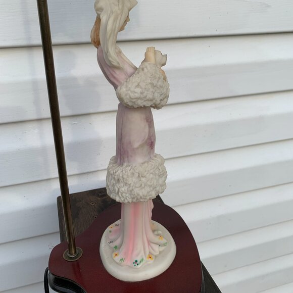 The CROSA Collection Table Lamp Lady with White Dog Beaded Shade Art Deco Style - Picture 9 of 13